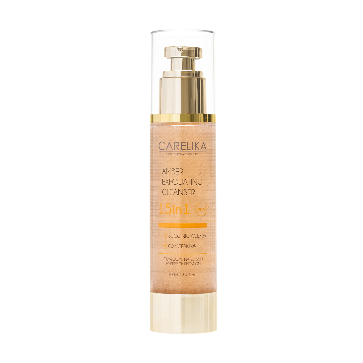 Уцінка! Очищувальний гель для обличчя 15в1 Carelika Amber Exfoliating Cleanser з бурштиновою кислотою, 100 мл